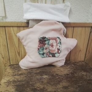 Pink Star-Shaped Pillow with Floral Patch